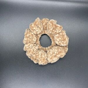 Frothy Fawn Hair Scrunchies - Luxe Velour Metallic Sparkle Hair Tie